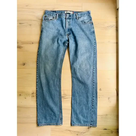 Levi's 505 Denim Jeans Size Waist 35 Classic Loose Fit Baggy Medium Wash - Picture 3 of 14